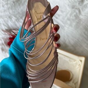 Christian Louboutin Metallic Pink Strappy Heels 39.5
